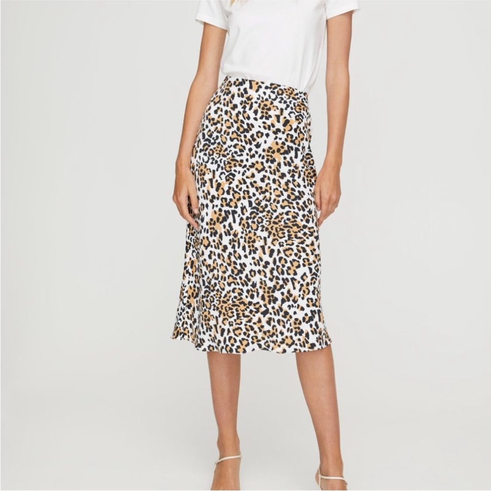 Aritzia Leopard Print Midi Skirt